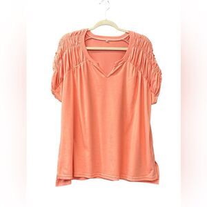 Soft Peach Top with ruched shoulders